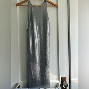 Metallic Silver Straight Dress